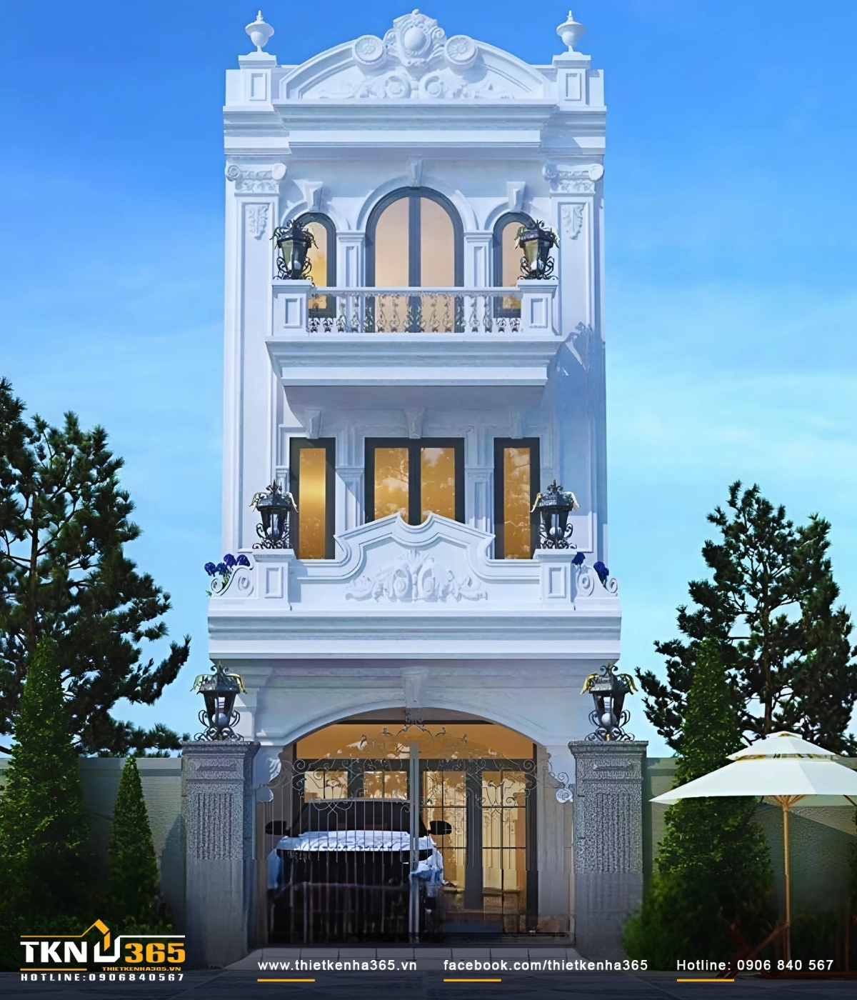 Mẫu nhà phố cổ điển 3 tầng thời thượng, đẹp