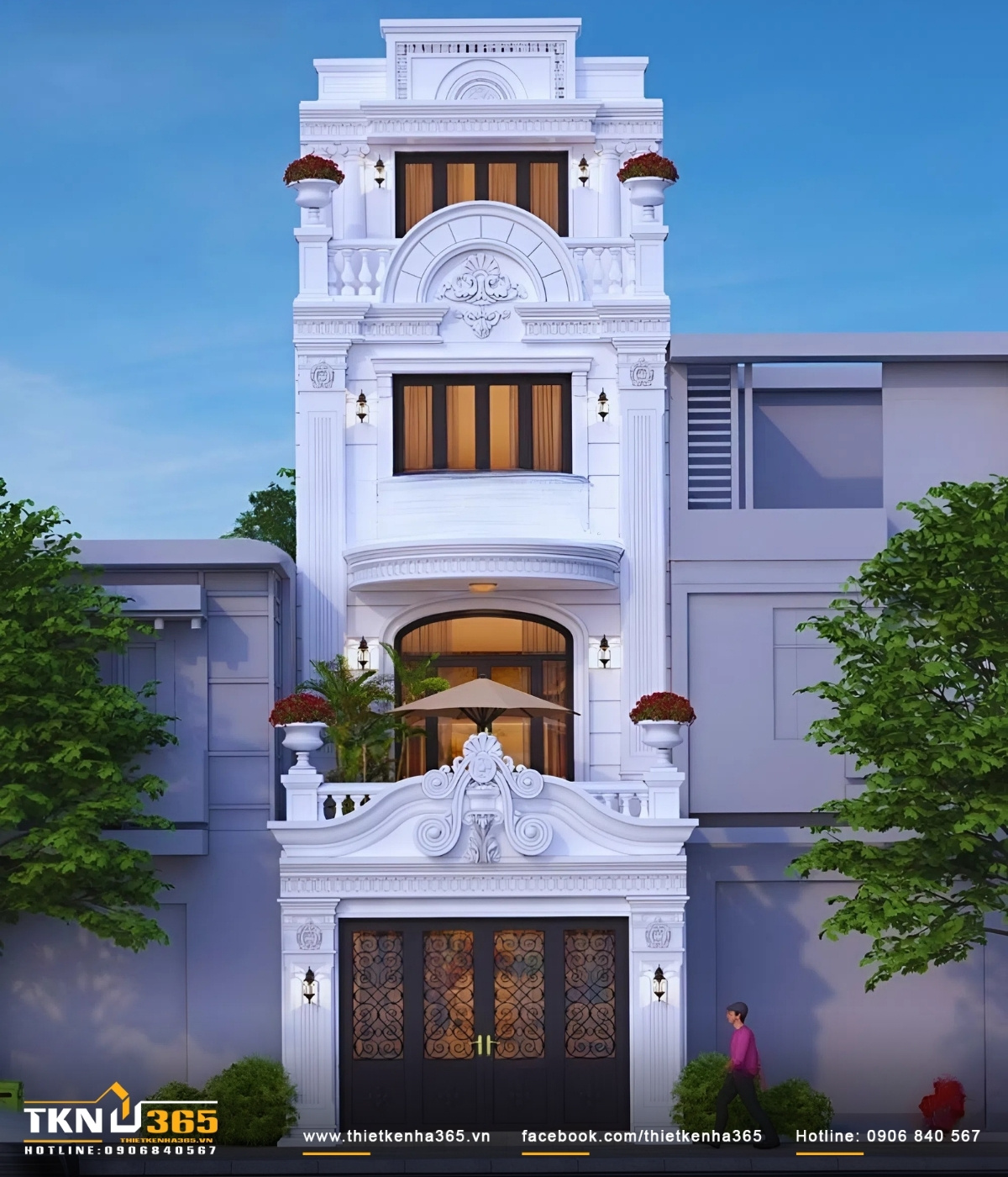 Mẫu nhà phố cổ điển 4 tầng