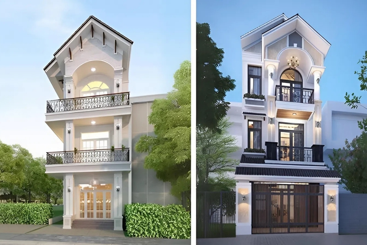 mẫu nhà lệch tầng 5m mái thái hiện đại
