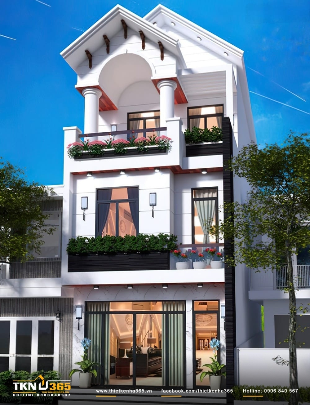 Mẫu Nhà Ống 3 Tầng Đẹp Nhất 2026: Bản Vẽ Công Năng & Báo Giá Trọn Gói 2 Phối cảnh nhà ống 3 tầng bề thế