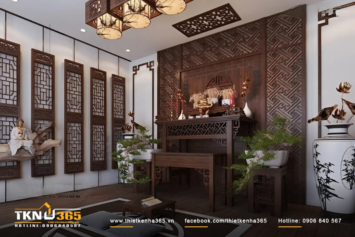 Mẫu Nhà Ống 3 Tầng Đẹp Nhất 2026: Bản Vẽ Công Năng & Báo Giá Trọn Gói 15 Nội thất không gian phòng thờ mẫu nhà ống 3 tầng