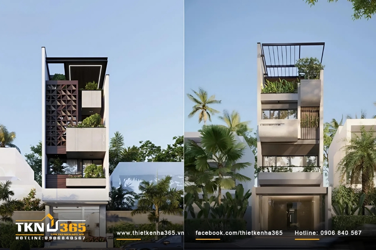Mẫu nhà ống hiện đại nhất đẹp 4 tầng