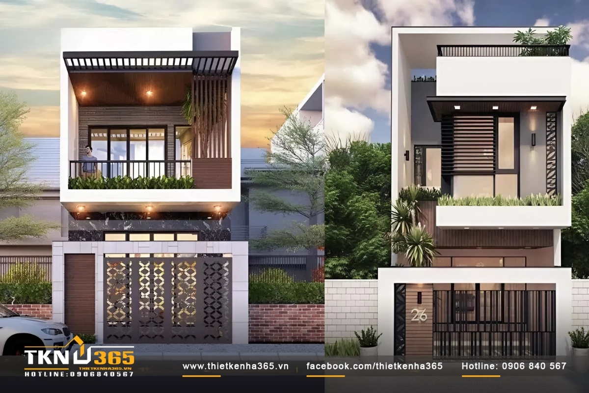 Mẫu nhà ống nhỏ hiện đại với tường rào chắc chắn