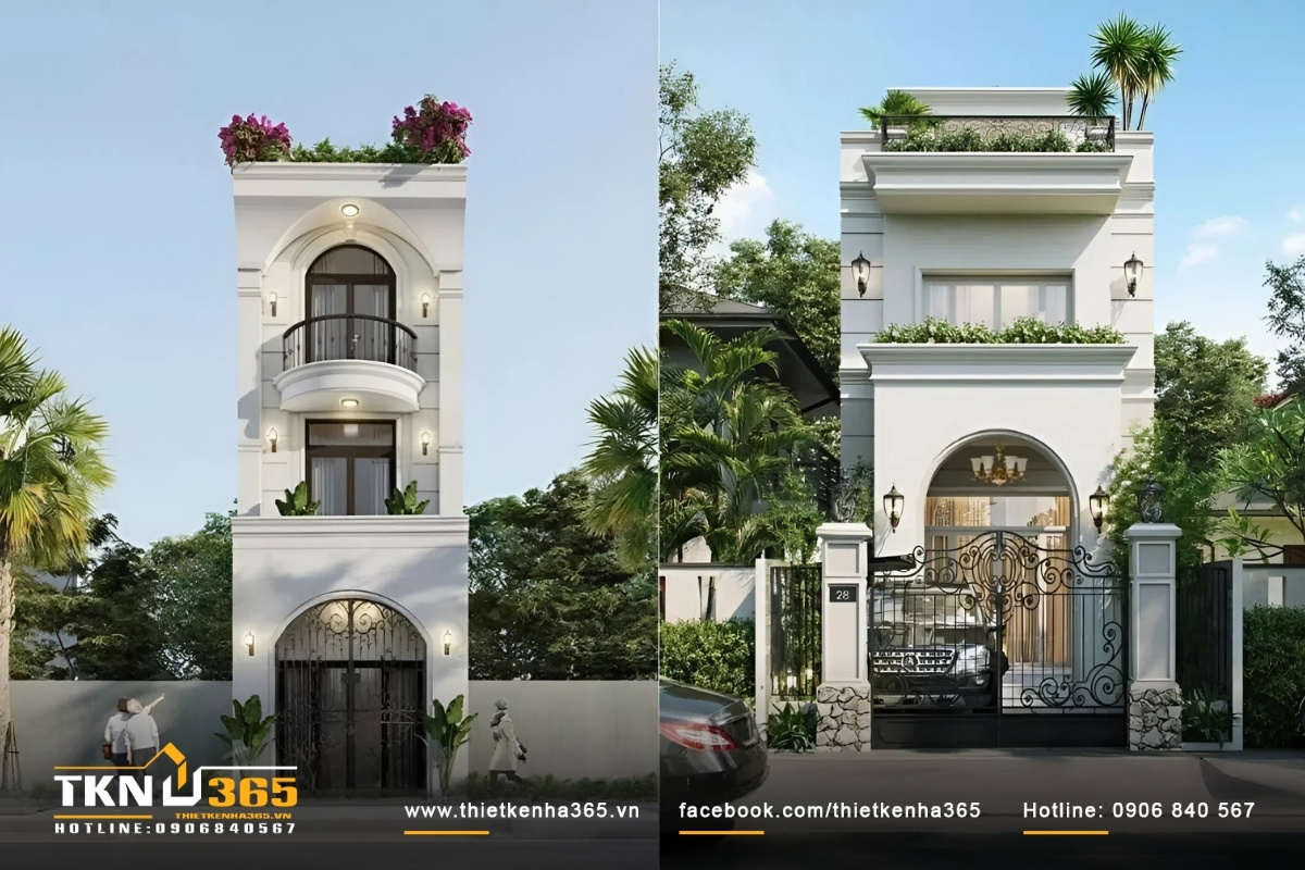 Mái nhà ống đẹp theo phong cách tân cổ điển