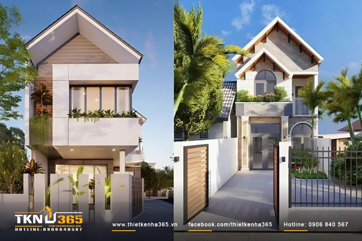 Thiết kế kiến trúc nhà ống phố đẹp mái thái
