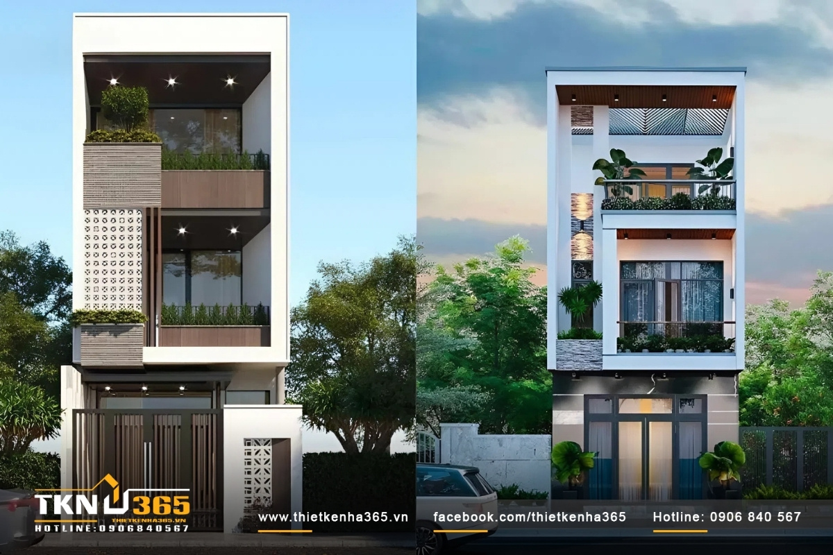 Mẫu nhà ống nhỏ đẹp với thiết kế mái bằng