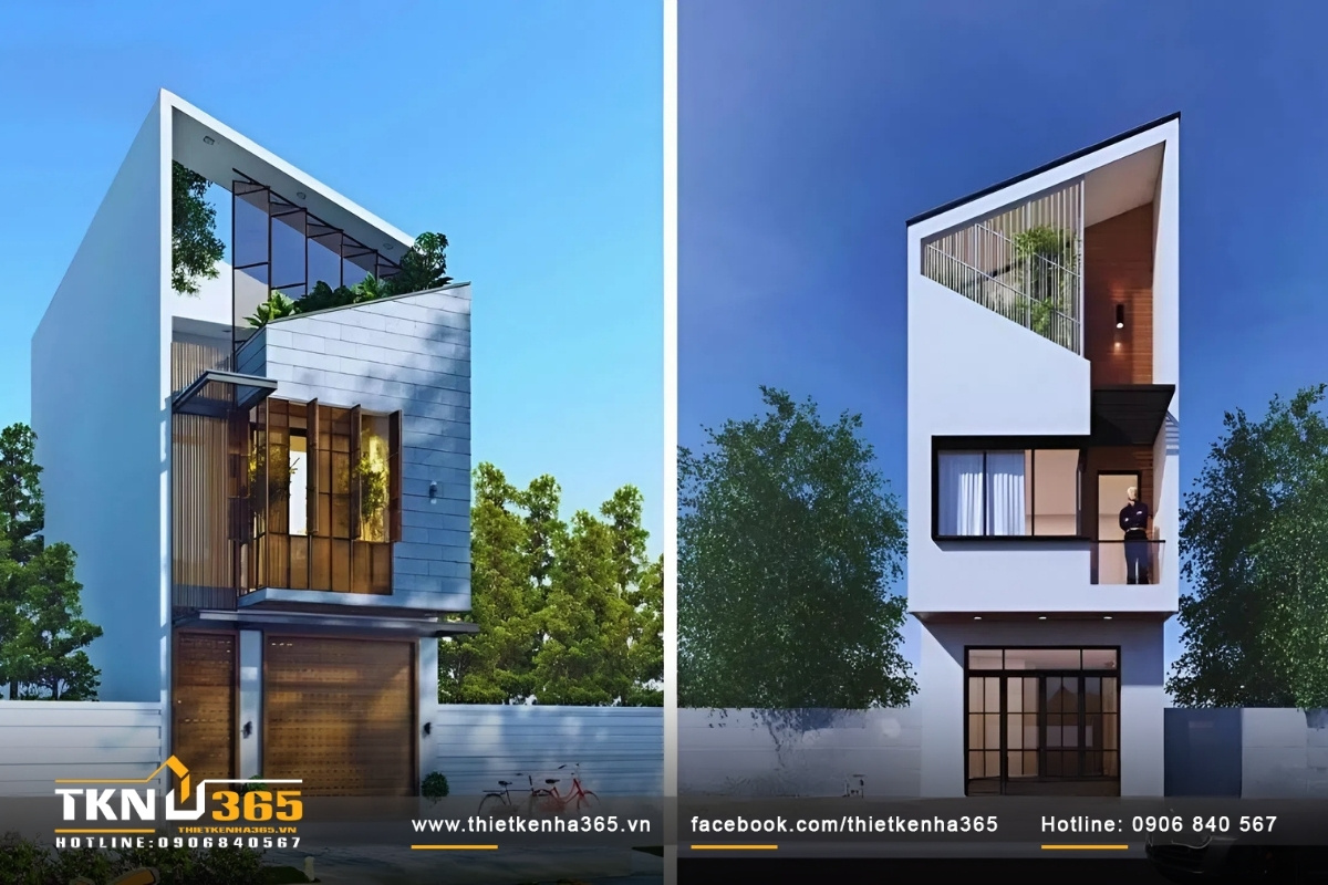 Nhà ống mái lệch hiện đại đẹp ấn tượng, thu hút mọi ánh nhìn
