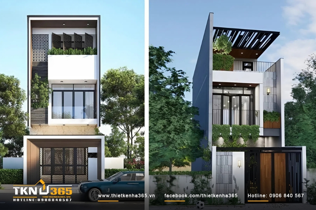 Nhà ống đẹp hiện đại có vườn phong cách Nhật Bản