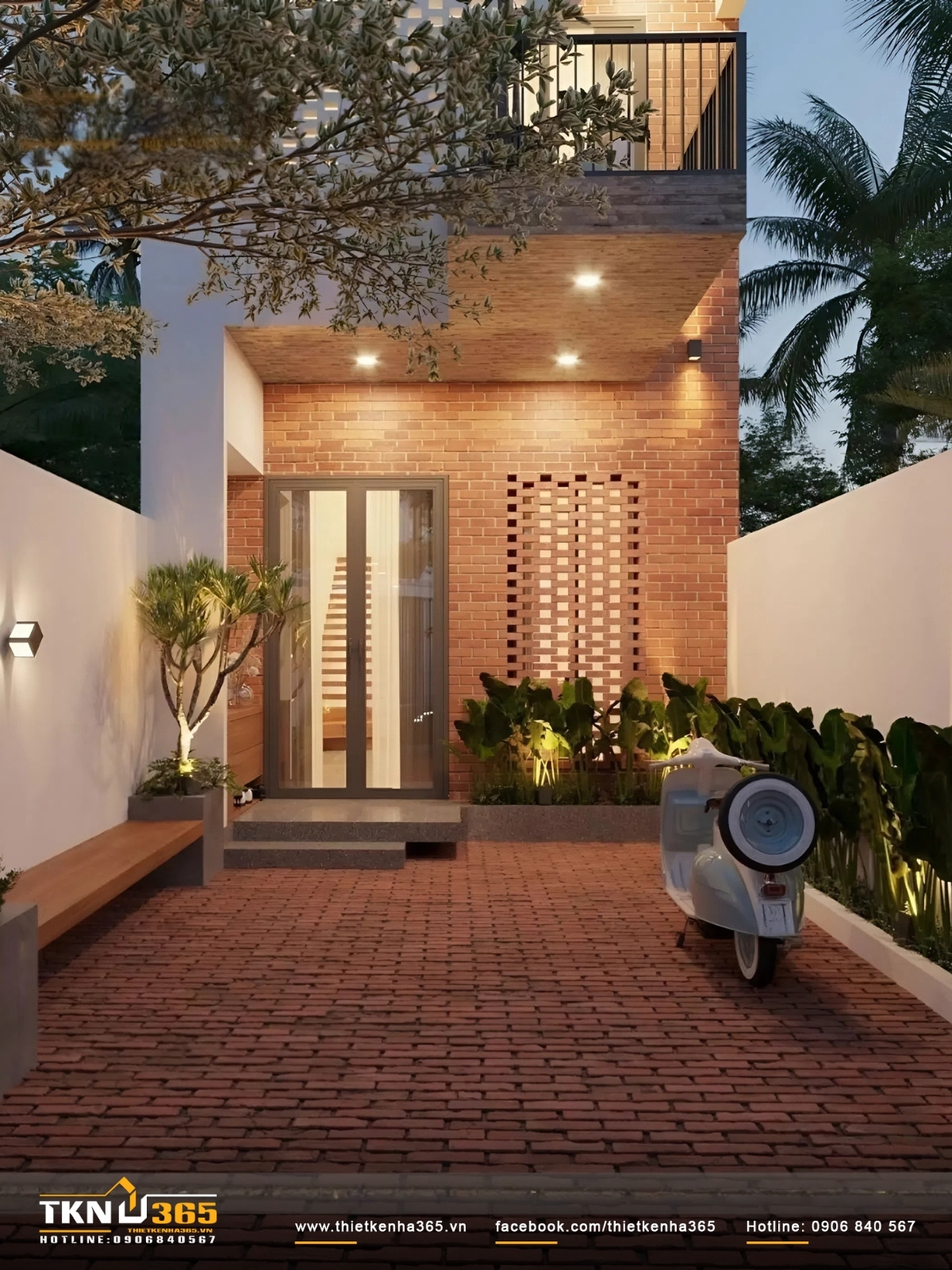 Mẫu nhà hộp đẹp hiện đại với sân vườn nhỏ giữa đô thị