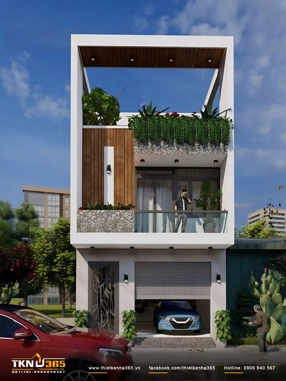Nhà ống thiết kế 2 tầng 1 tum mặt tiền độc lạ