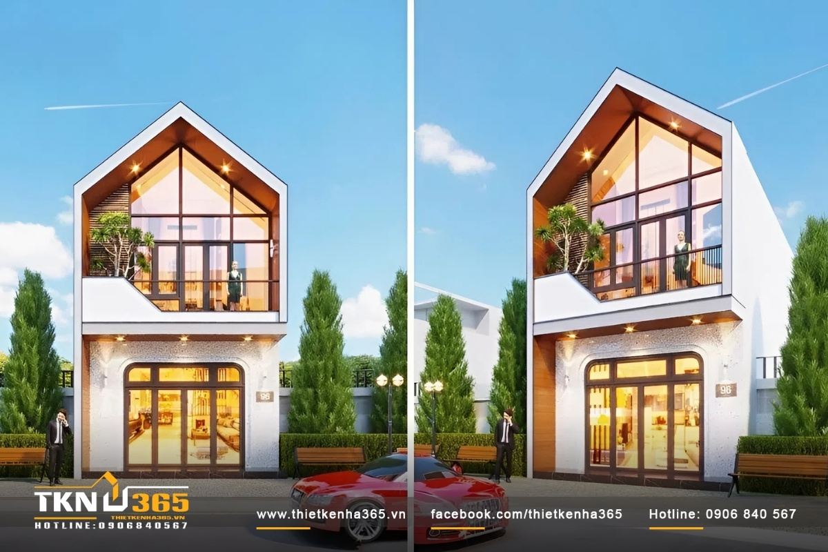 Mẫu thiết kế nhà ống 2 tầng trang nhã tone màu trung tính