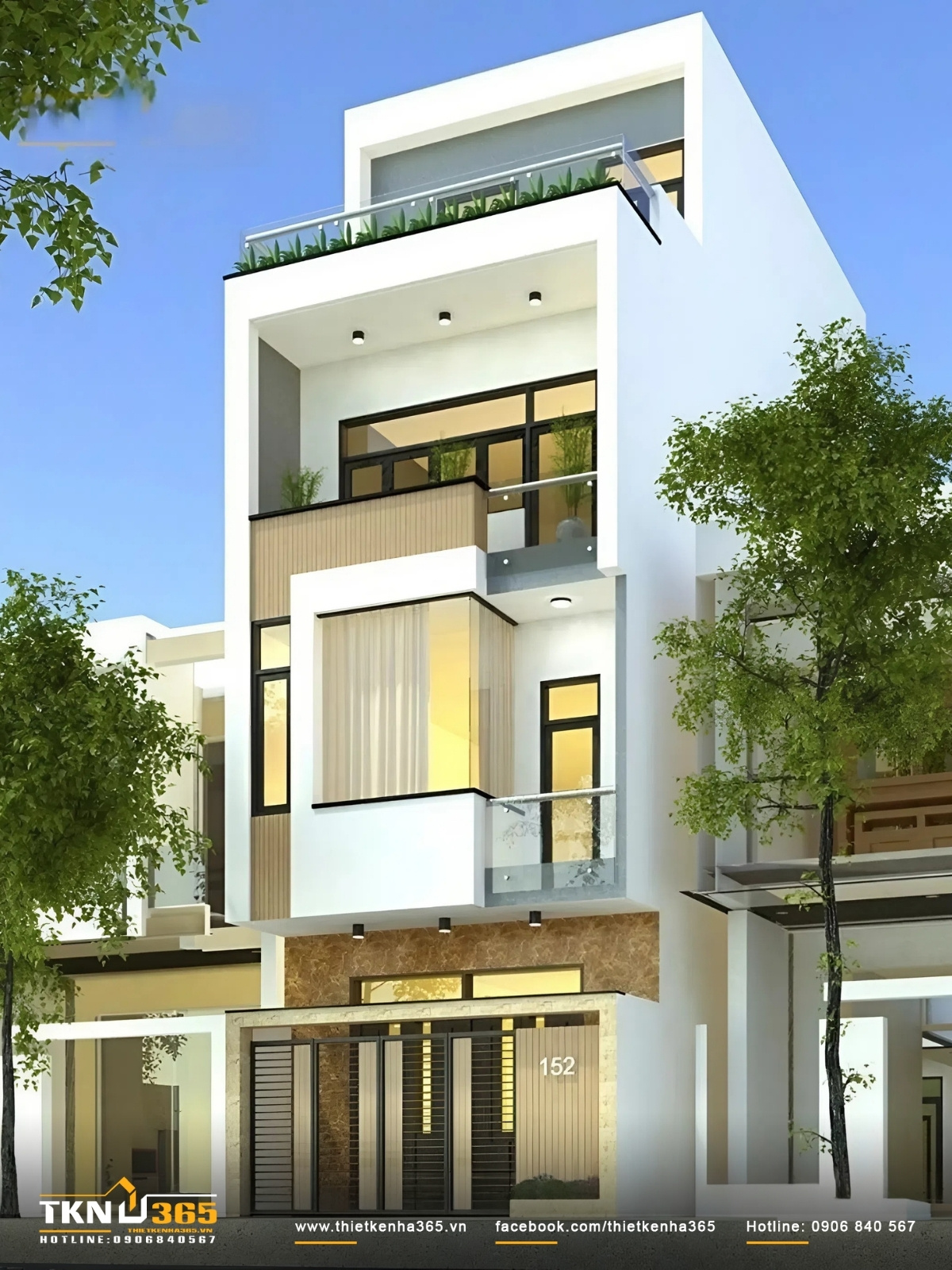 Nhà ống 6m mặt tiền hiện đại, thoáng đãng