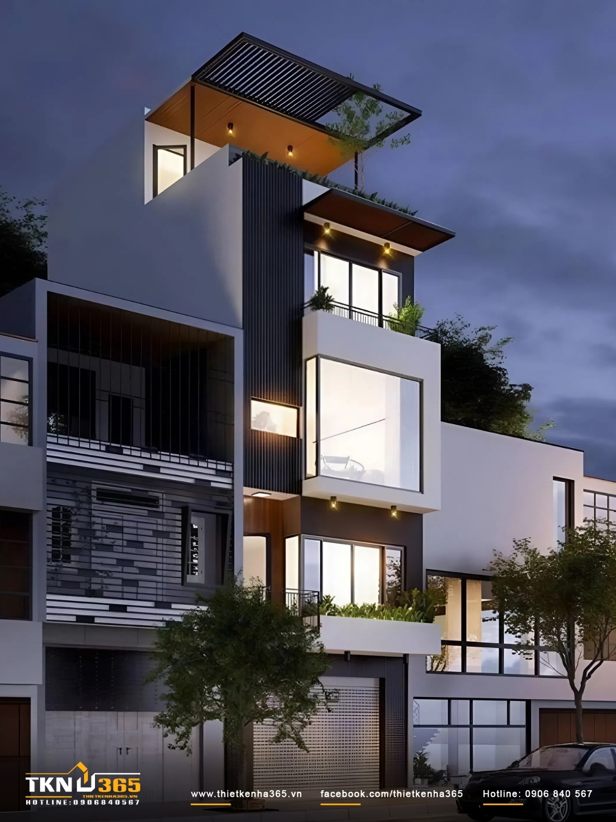 Thiết kế kiến trúc nhà ống 7m rộng thoáng