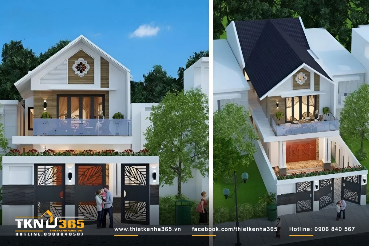 Mặt tiền nhà ống chiều ngang 7m phong cách hiện đại