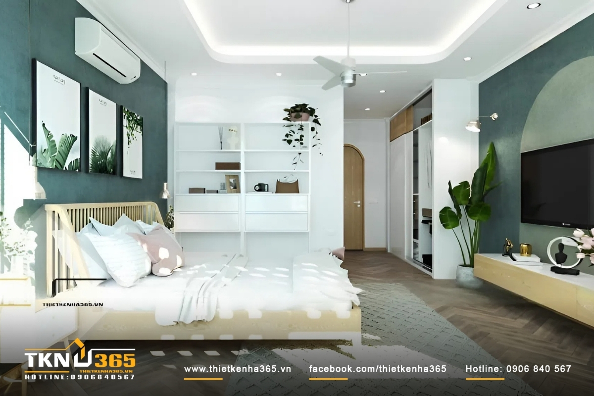 Phòng ngủ nhỏ xinh bên trong ngôi nhà 35m2 hai tầng ba giường ngủ