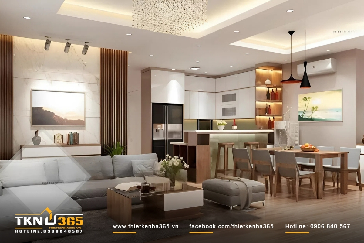 Nhà 35m2 thiết kế đẹp sử dụng nội thất gỗ công nghiệp