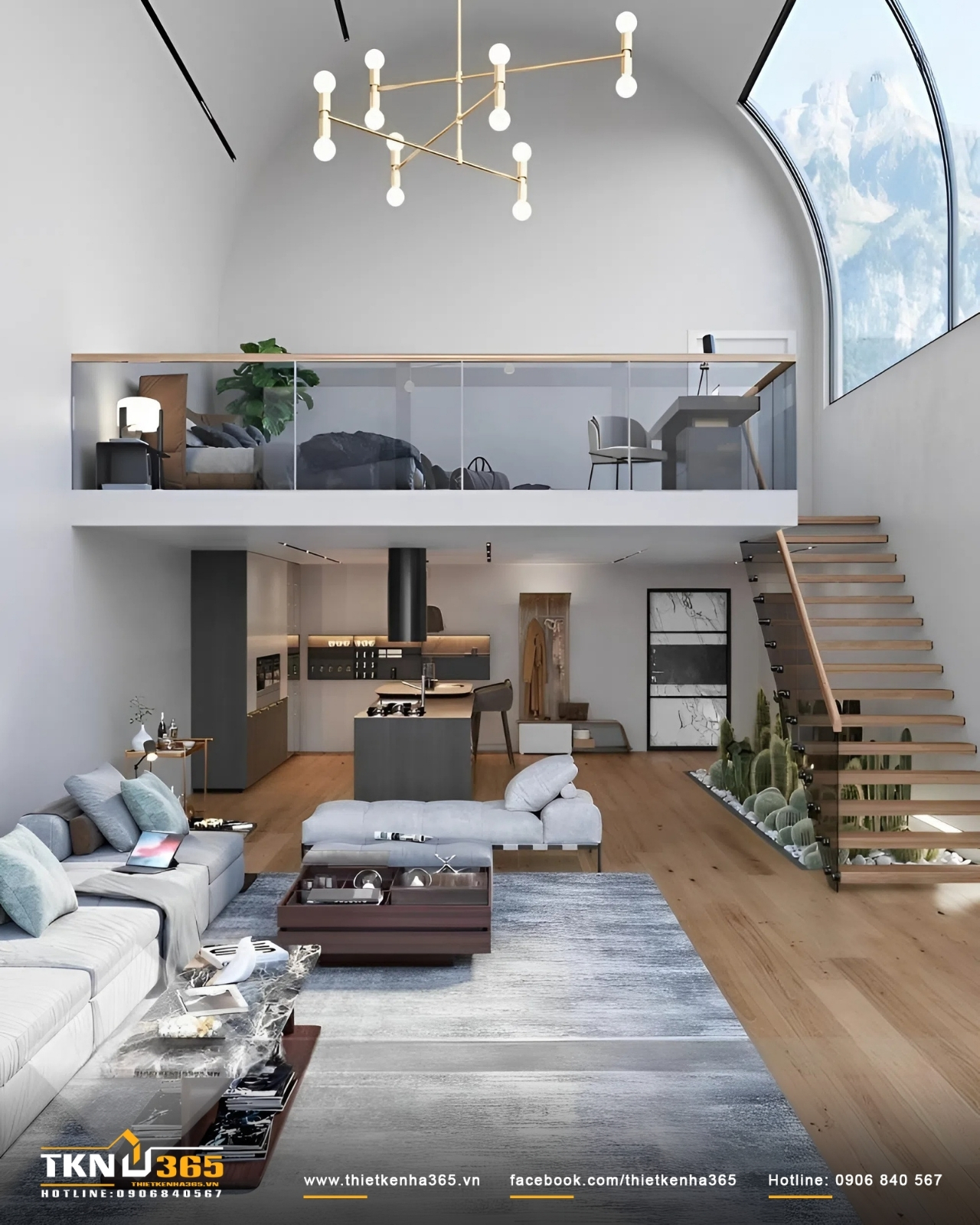 Mẫu nhà đẹp 35m2 có tầng lửng thoáng đãng