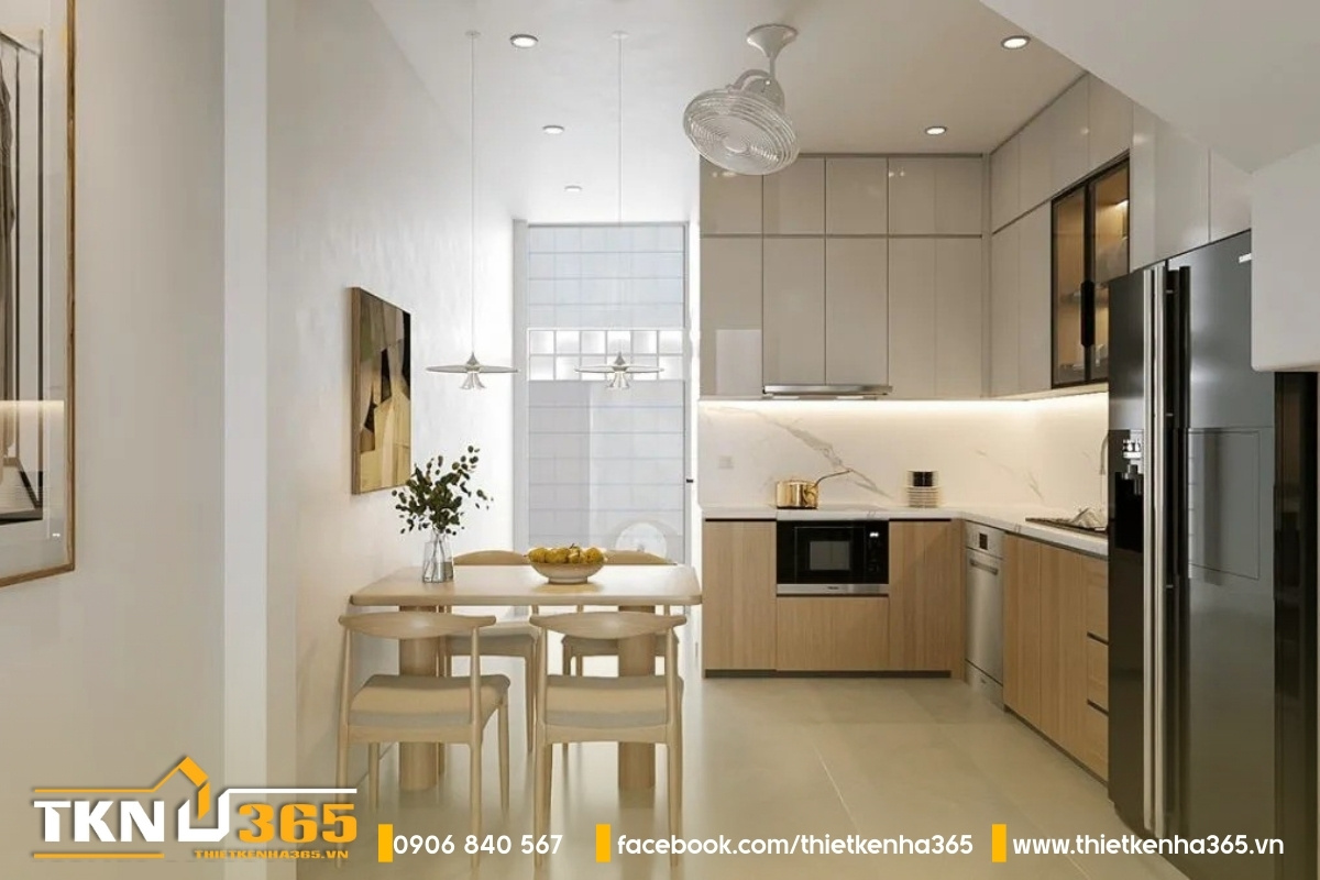 Tư vấn & gợi ý mẫu thiết kế nhà 3x20m chuẩn xu hướng 13 Sử dụng tủ gắn tường để không gian trông rộng rãi hơn