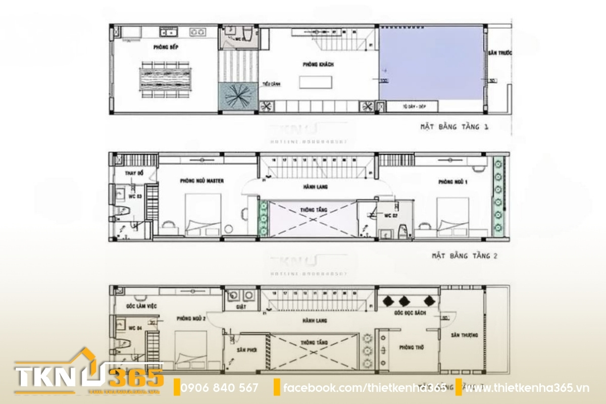 Tư vấn & gợi ý mẫu thiết kế nhà 3x20m chuẩn xu hướng 1 Mặt bằng công năng nhà nhỏ 3x20m