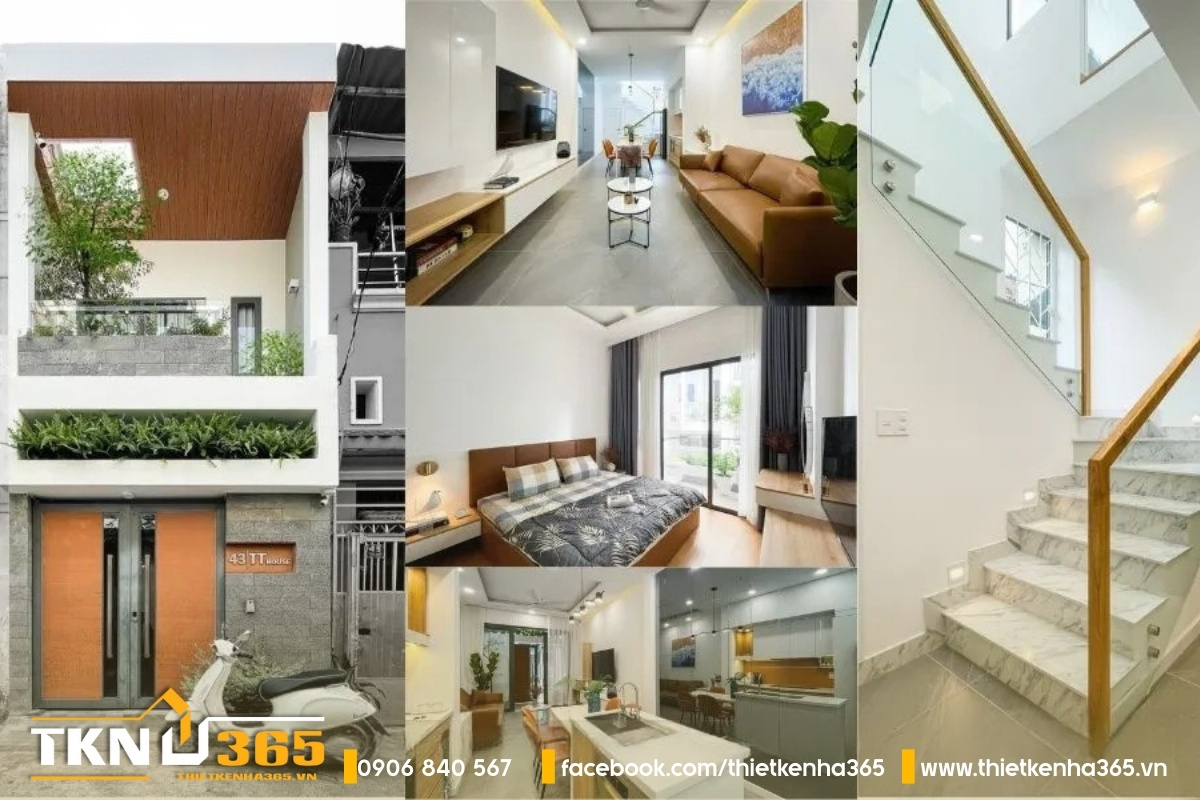 Tư vấn & gợi ý mẫu thiết kế nhà 3x20m chuẩn xu hướng 6 Mẫu nhà ống 2 tầng 3x20m tone cam
