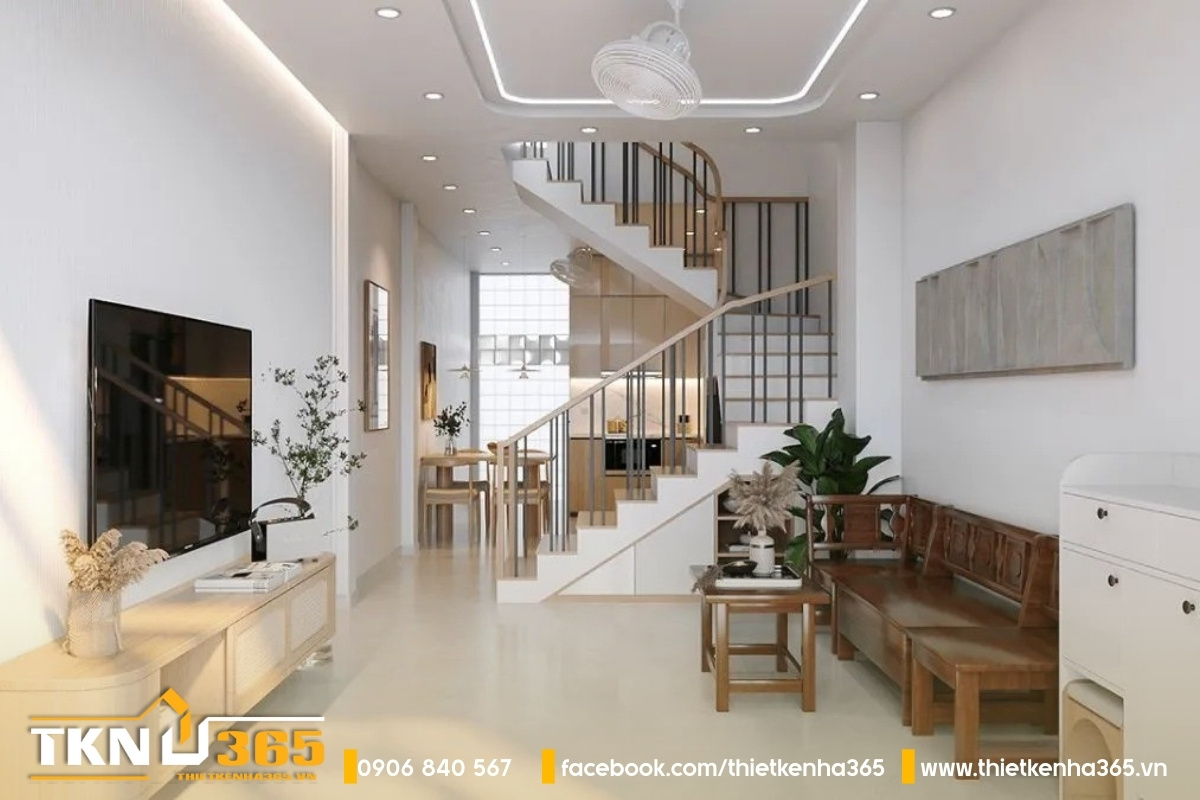 Tư vấn & gợi ý mẫu thiết kế nhà 3x20m chuẩn xu hướng 7 Sử dụng nội thất có màu sắc nhẹ nhàng để tạo cảm giác rộng rãi, thoải mái trong nhà 3x20m