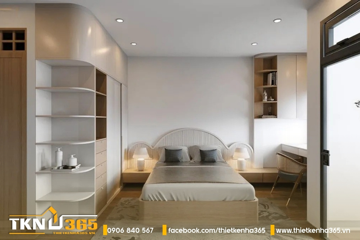 Tư vấn & gợi ý mẫu thiết kế nhà 3x20m chuẩn xu hướng 9 Sử dụng ít nội thất để tạo không gian thoáng cho phòng ngủ