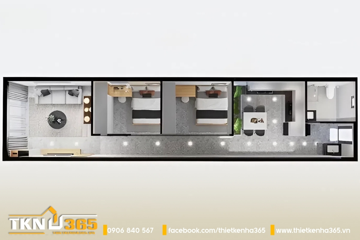 Bố trí công năng nhà 50m2 1 tầng tiện nghi