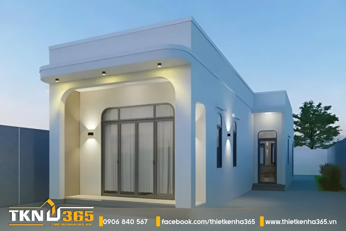 Mẫu nhà mái bằng 1 tầng 50m2 độc đáo