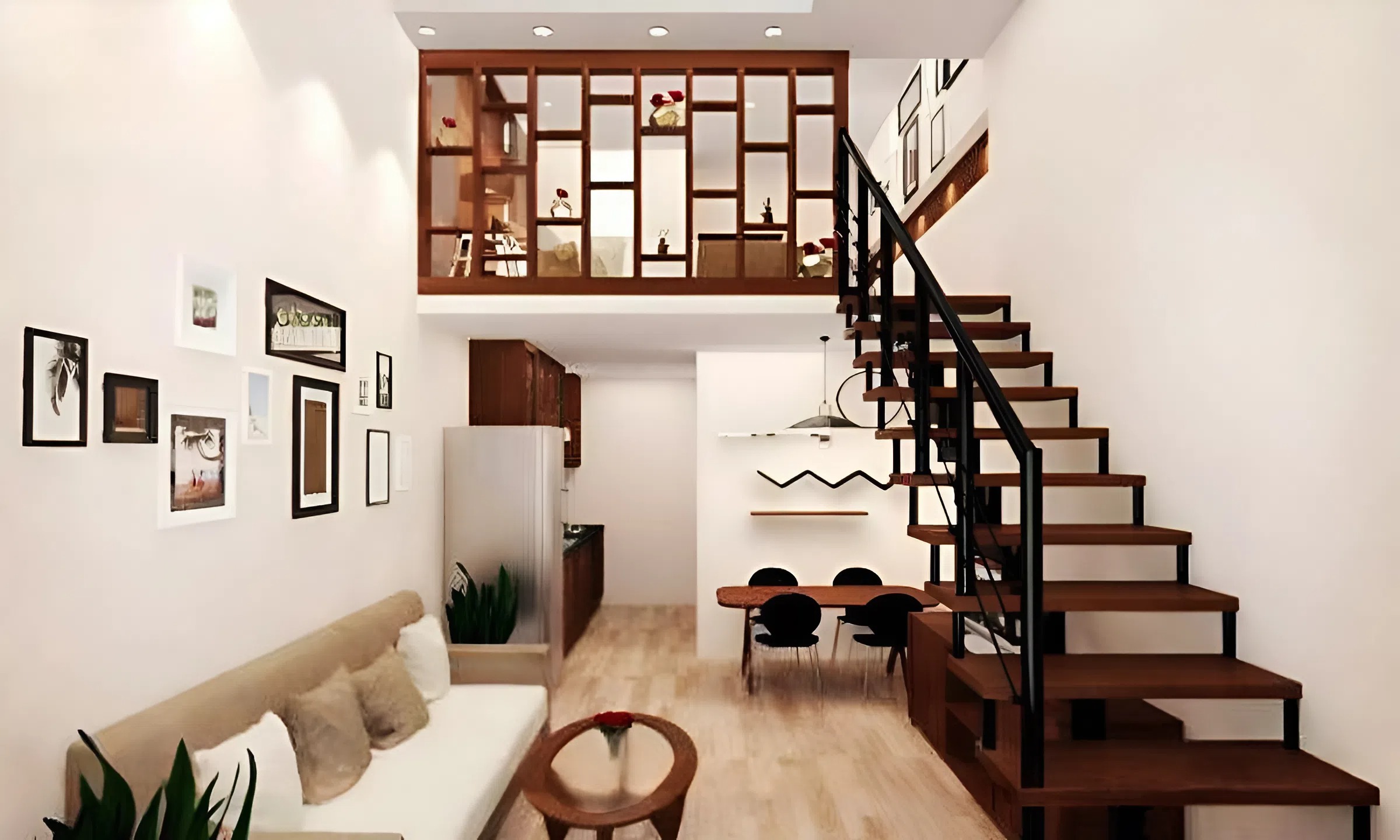 Nhà 2 tầng đẹp có gác lửng cho vợ chồng trẻ (ảnh: sưu tầm)