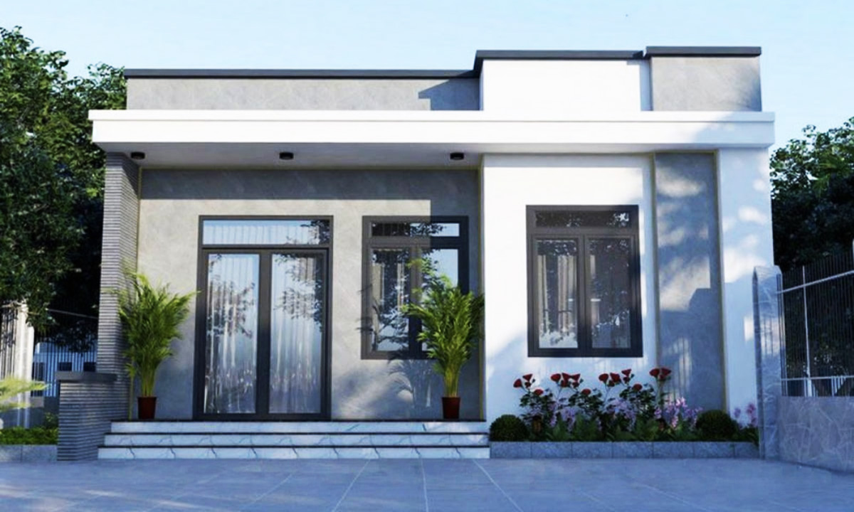 Nhà cấp 4 ngang 8m với diện tích 8x16m với thiết kế mái bằng đơn giản (ảnh sưu tầm)