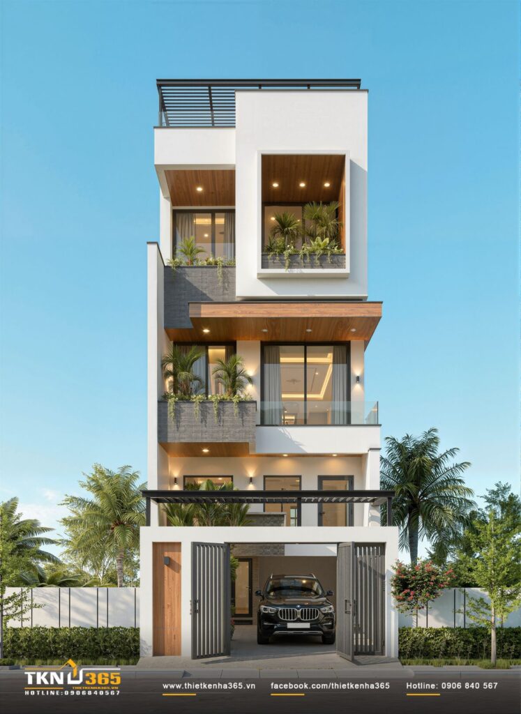 Mẫu nhà 1 trệt 2 lầu hiện đại
