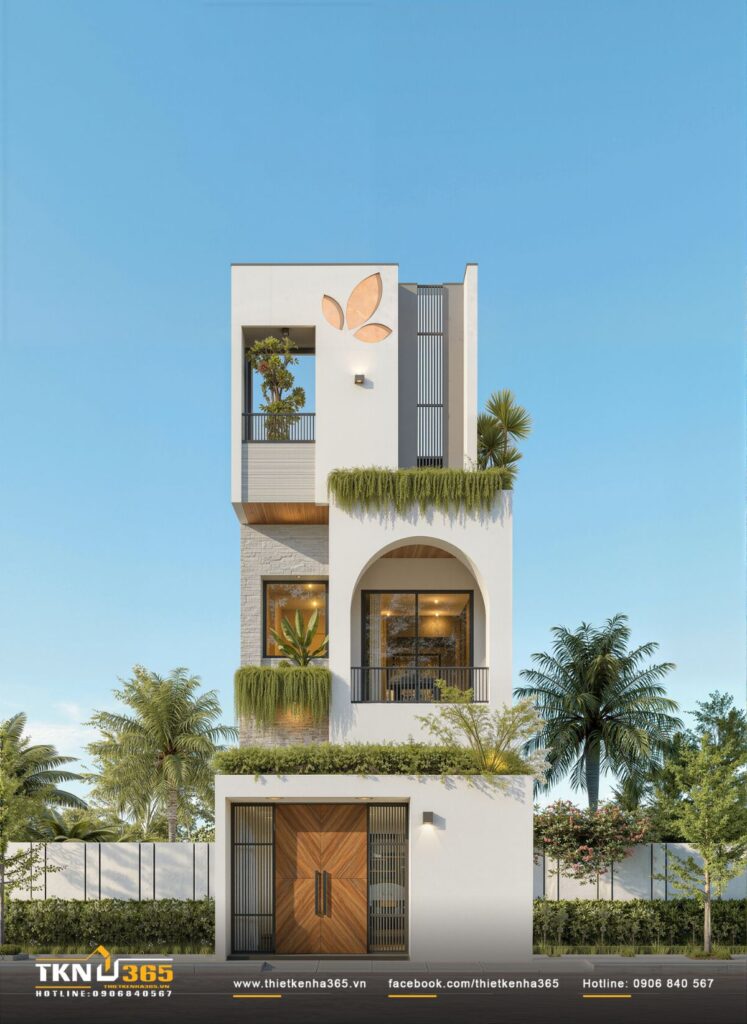 Mẫu nhà 1 trệt 2 lầu hiện đại