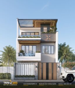 Mẫu nhà 1 trệt 2 lầu hiện đại