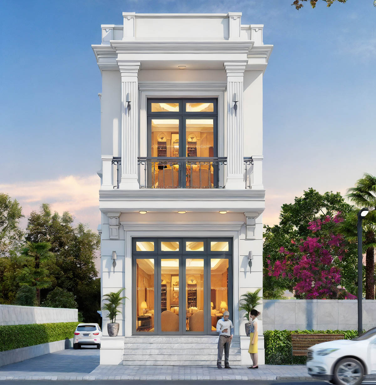 Mẫu thiết kế nhà 60m2 với kiến trúc cổ điển. 