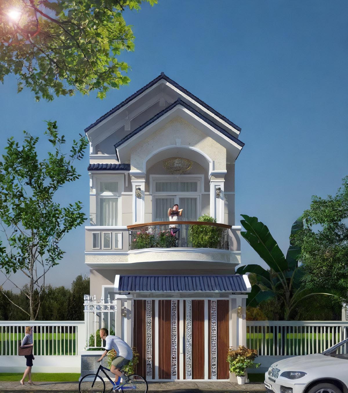 Nhà 60m2 2 tầng được thiết kế theo phong cách tân cổ điển. 
