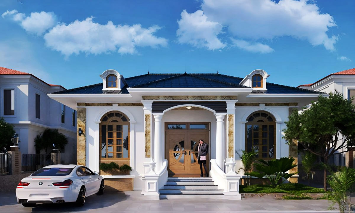 Thiết kế nhà cấp 4 mái thái mặt tiền 8m (ảnh sưu tầm)