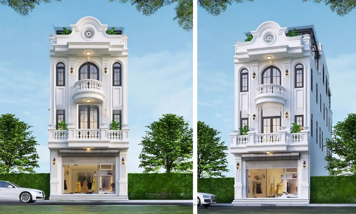 Mẫu thiết kế nhà ngang 6m dài 15m đẹp - xu hướng 2026 11 Mẫu nhà 3 tầng 6x15m phong cách tân cổ điển.