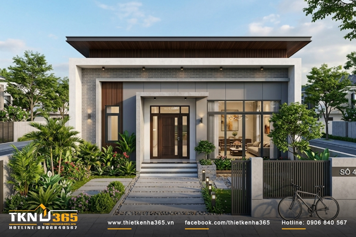 mẫu nhà vuông 8x9m 1 tầng
