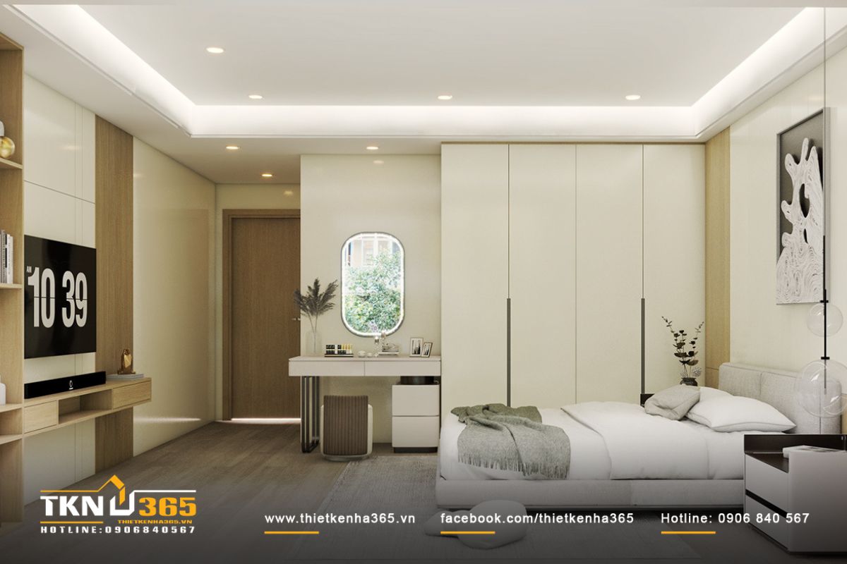 Phòng ngủ được đặt ở nơi yên tĩnh với thiết kế tối giản