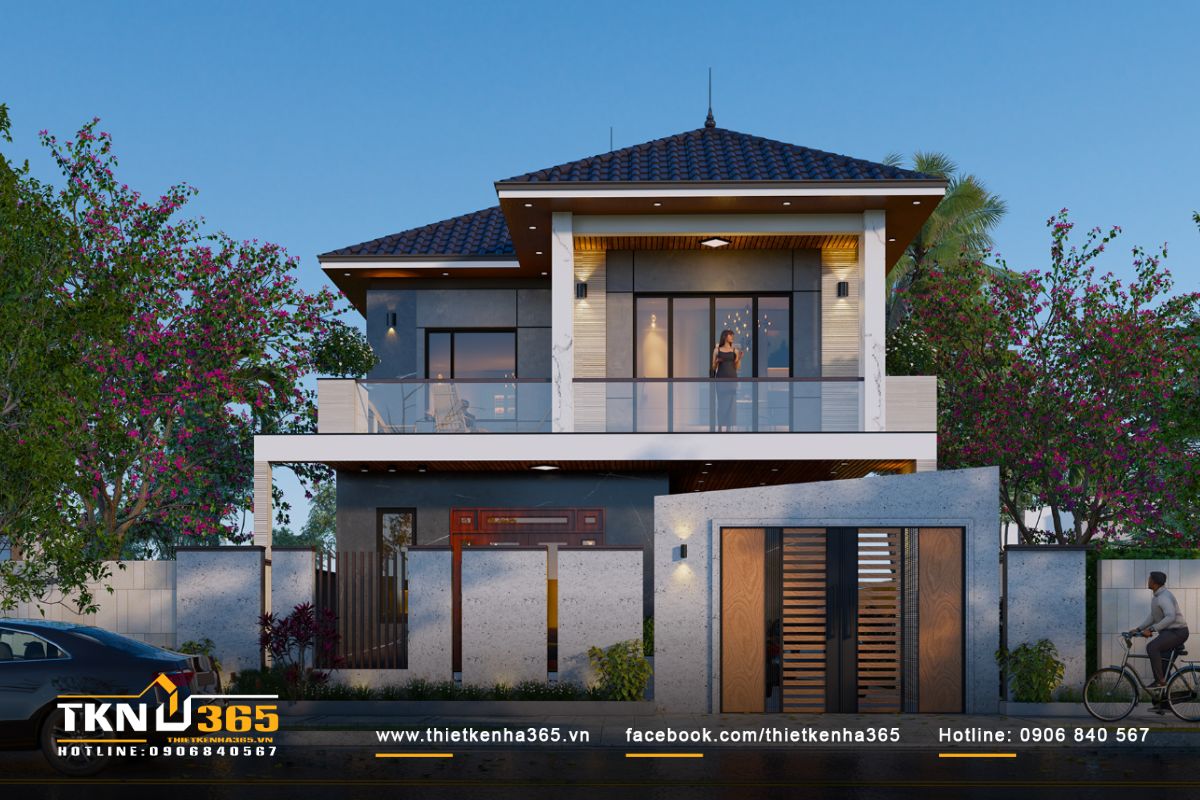 99+ thiết kế biệt thự 2 tầng mái ngói đẹp ấn tượng 2025 2 Thiết kế biệt thự mái Nhật 2 tầng theo phong cách tối giản nhưng không kém phần tinh tế