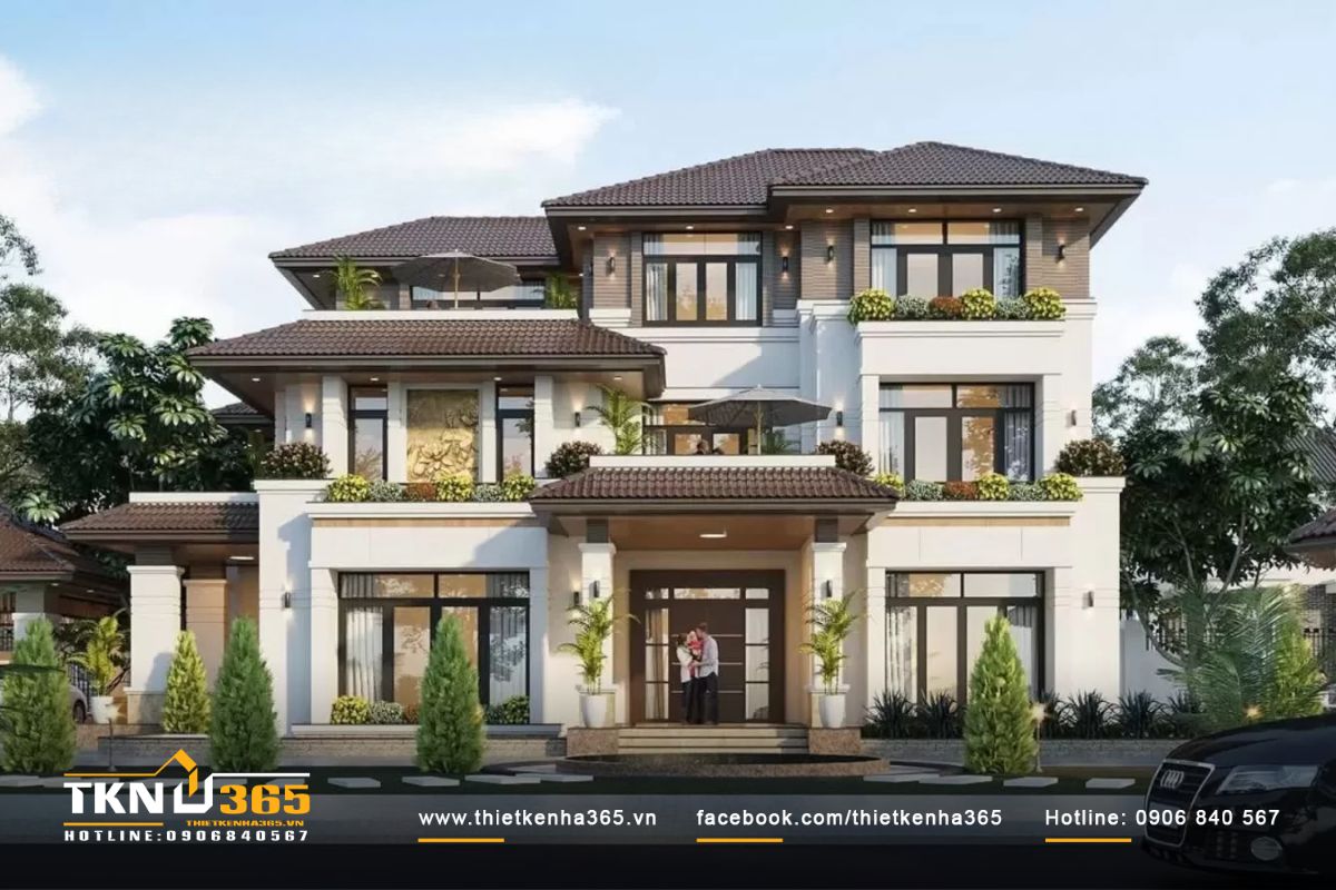 40+ mẫu thiết kế biệt thự 400m2 đẹp, siêu cuốn hút 44 Mẫu biệt thự 400m2 phong cách tân cổ điển có không gian xanh bao quanh