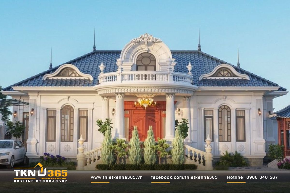 40+ mẫu thiết kế biệt thự 400m2 đẹp, siêu cuốn hút 32 Mẫu biệt thự 400m2 có 1 tầng phong cách châu Âu tân cổ điển
