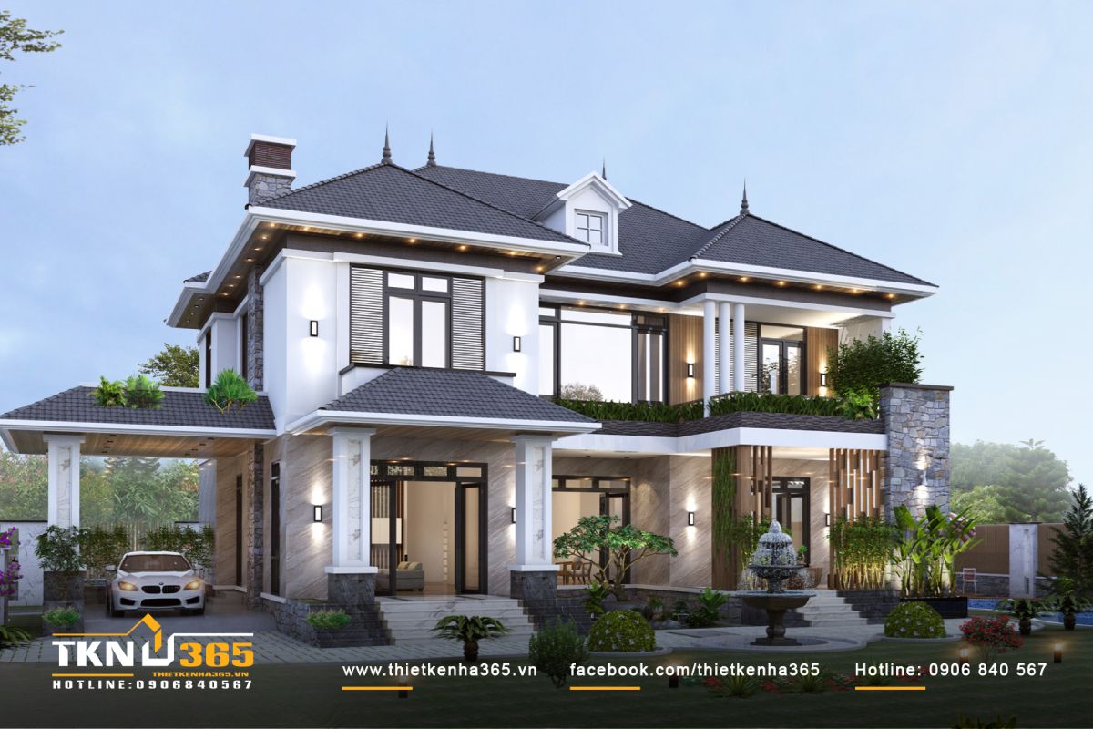 40+ mẫu thiết kế biệt thự 400m2 đẹp, siêu cuốn hút 33 Biệt thự diện tích 400m2 2 tầng có sân vườn thoáng đãng