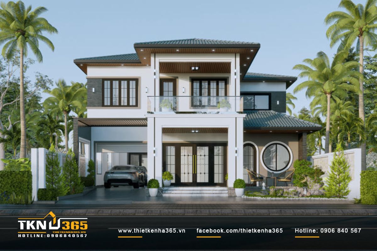 40+ mẫu thiết kế biệt thự 400m2 đẹp, siêu cuốn hút 35 Biệt thự 400m2 gồm 2 tầng thiết kế mái Nhật