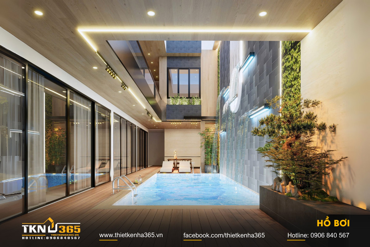 Thiết kế biệt thự hiện đại 3 tầng ở Bình Tân 6 Hồ bơi