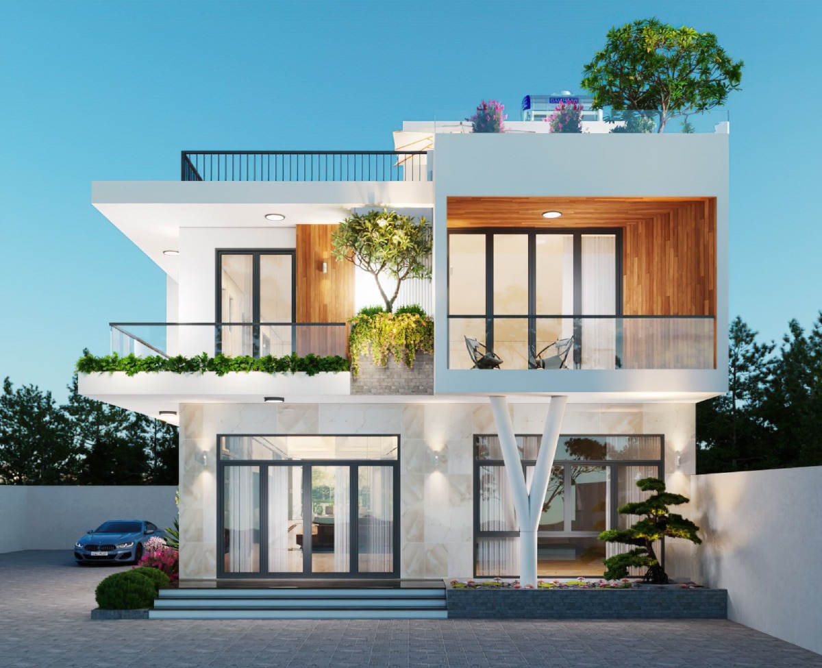 Mẫu nhà 2 tầng 3 phòng ngủ 100m2 đẹp mắt Mẫu nhà 2 tầng 3 phòng ngủ 100m2 đẹp mắt