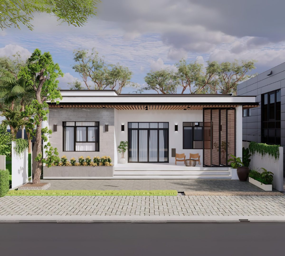 45+ Thiết kế nhà 1 tầng mái bằng đẹp ấn tượng nhất năm 2025 16 nhà mái bằng 1 tầng 16