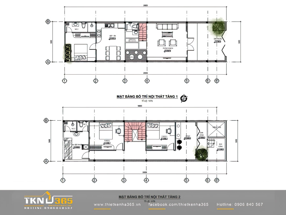 Mẫu Thiết Kế Nhà Ống 2 Tầng 5x20m Đẹp Hiện Đại Kèm Bản Vẽ Chi Tiết 14 nhà ống 2 tầng 5x20m 1