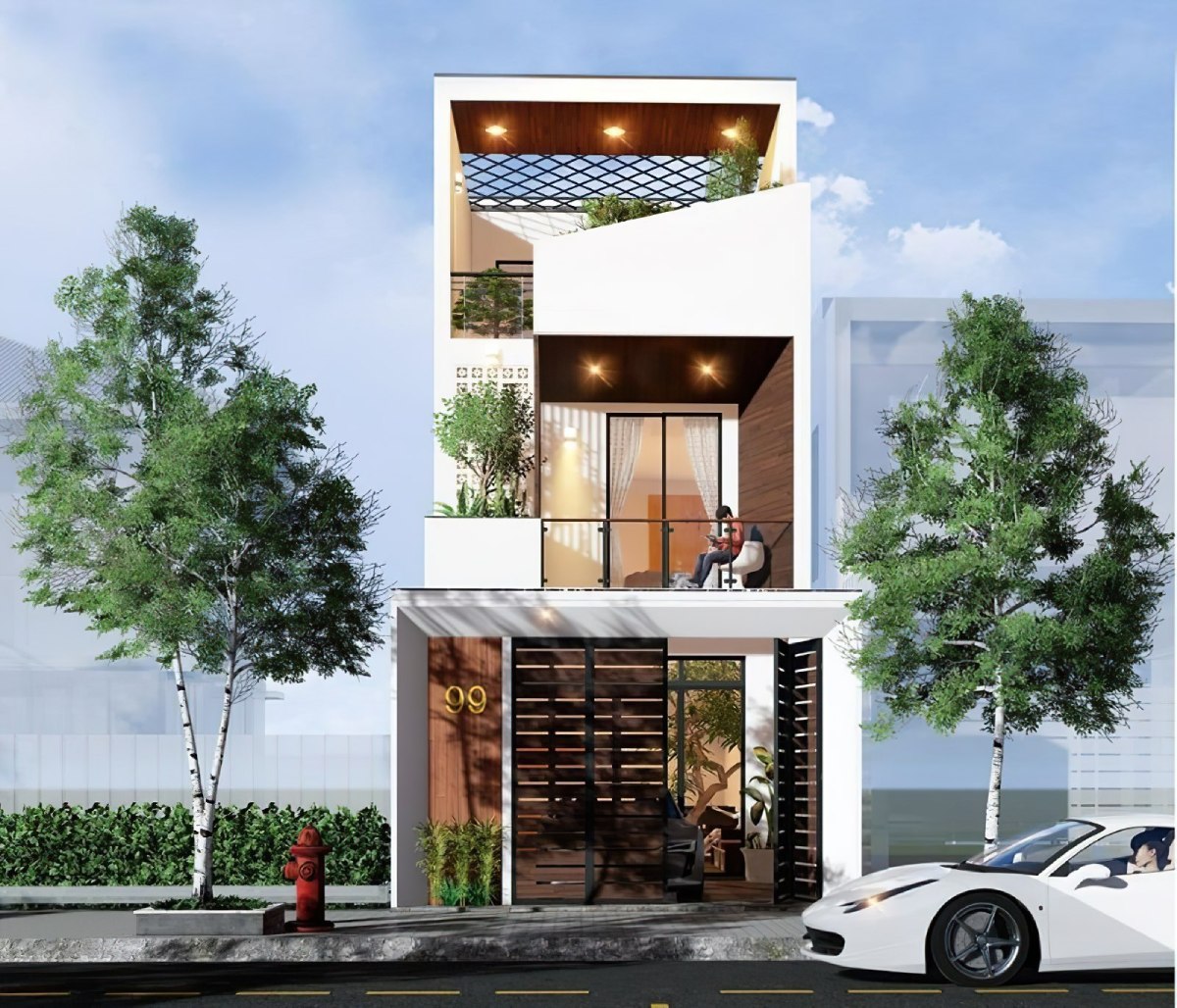 Mẫu Thiết Kế Nhà Ống 2 Tầng 5x20m Đẹp Hiện Đại Kèm Bản Vẽ Chi Tiết 10 nhà ống 2 tầng 5x20m 16