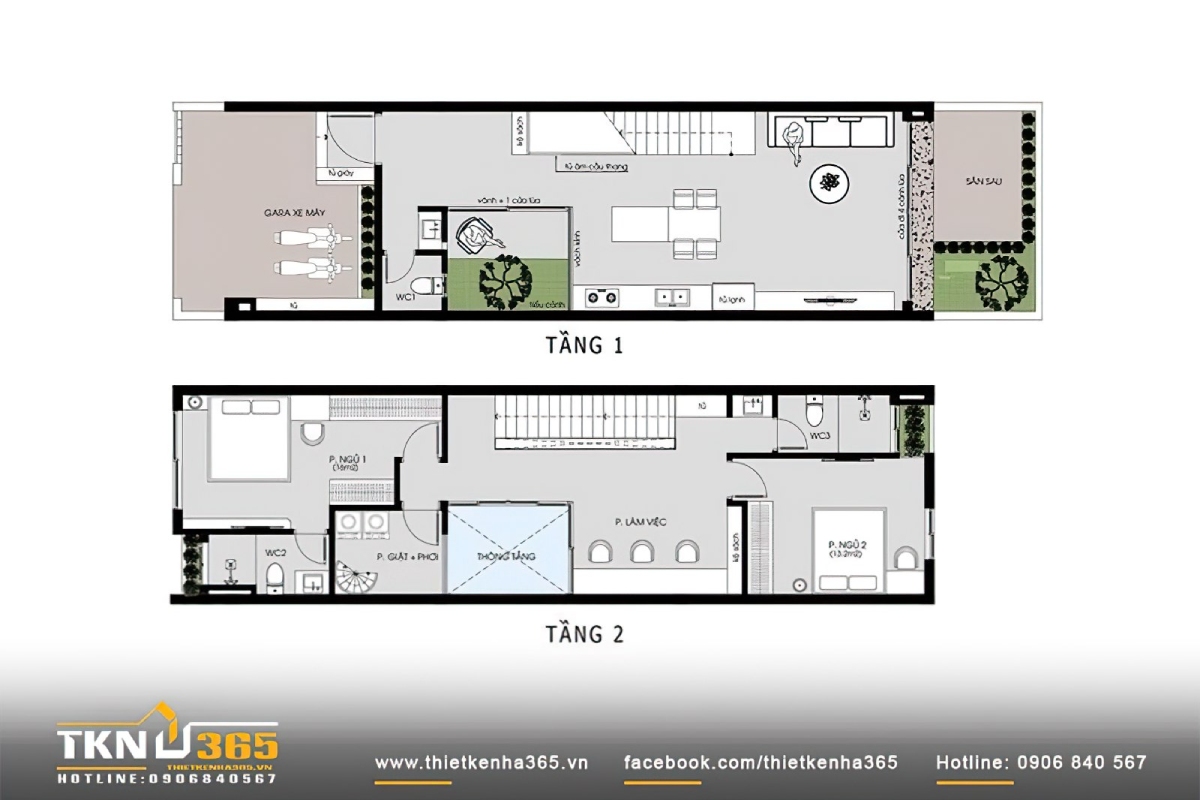 Mẫu Thiết Kế Nhà Ống 2 Tầng 5x20m Đẹp Hiện Đại Kèm Bản Vẽ Chi Tiết 17 nhà ống 2 tầng 5x20m 4